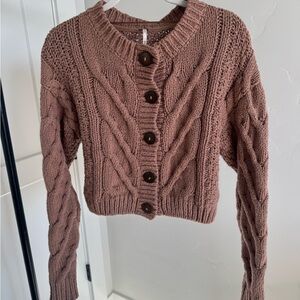 Free People Cable Knit Cardigan - Brown